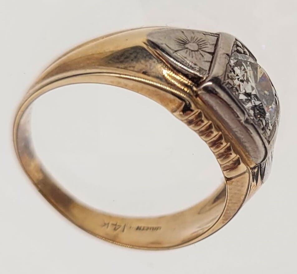 1.40CT Natural Diamond Men’s Ring 14K Two Tone Gold Estate Appraised $8,755 Size - Thumbnail 7