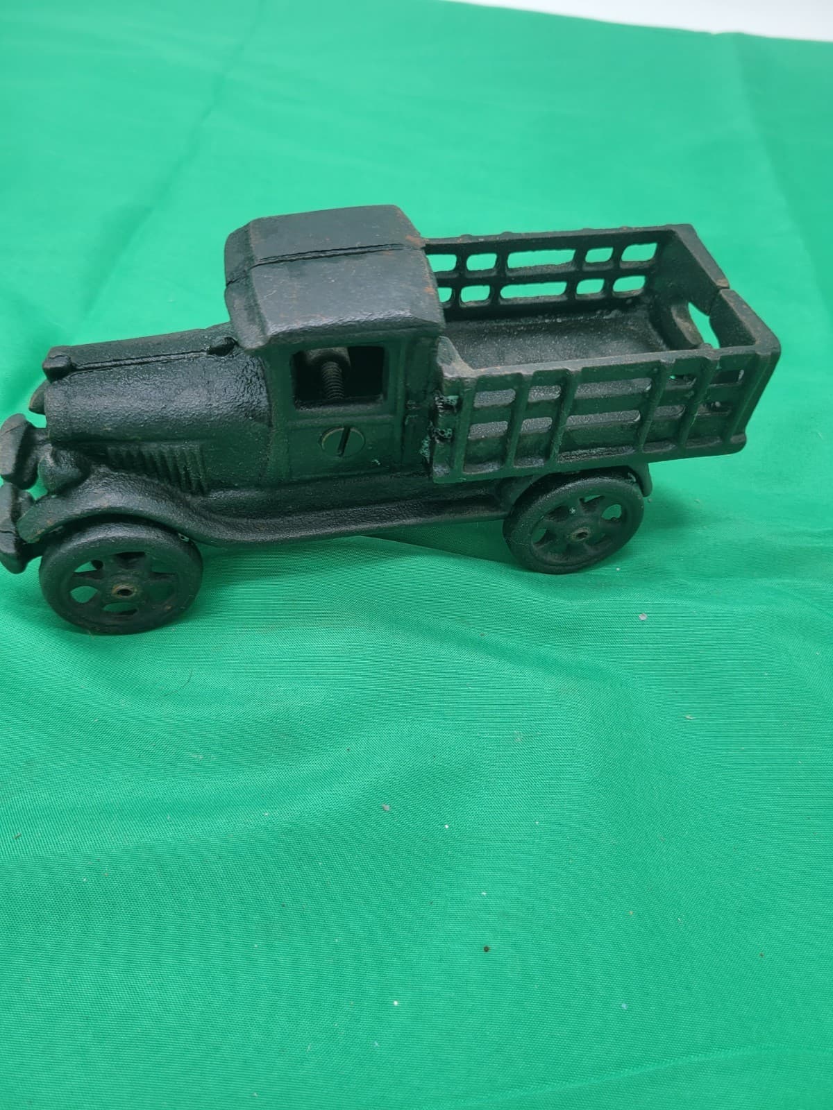 Vintage Cast Iron Toy Truck Bank Antique Style Pickup Stake Bed Coin Bank - Thumbnail 4