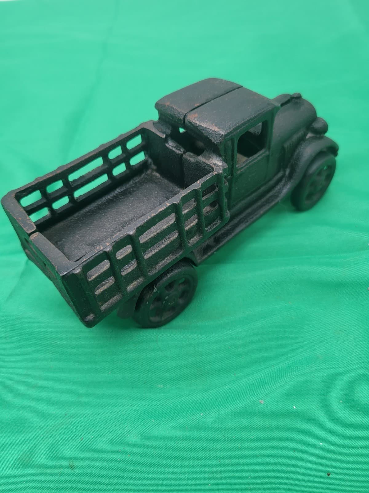 Vintage Cast Iron Toy Truck Bank Antique Style Pickup Stake Bed Coin Bank - Thumbnail 3
