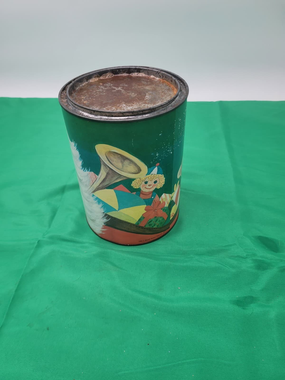 Vintage Christmas Santa Claus Tin Canister Teddy Bear Holiday Storage Container - Thumbnail 4