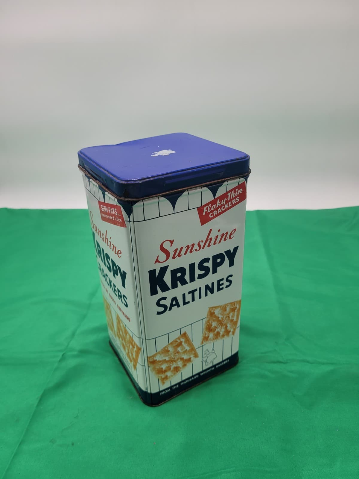 Vintage Sunshine Krispy Saltines Metal Tin Cracker Advertising Kitchen Storage T - Thumbnail 2