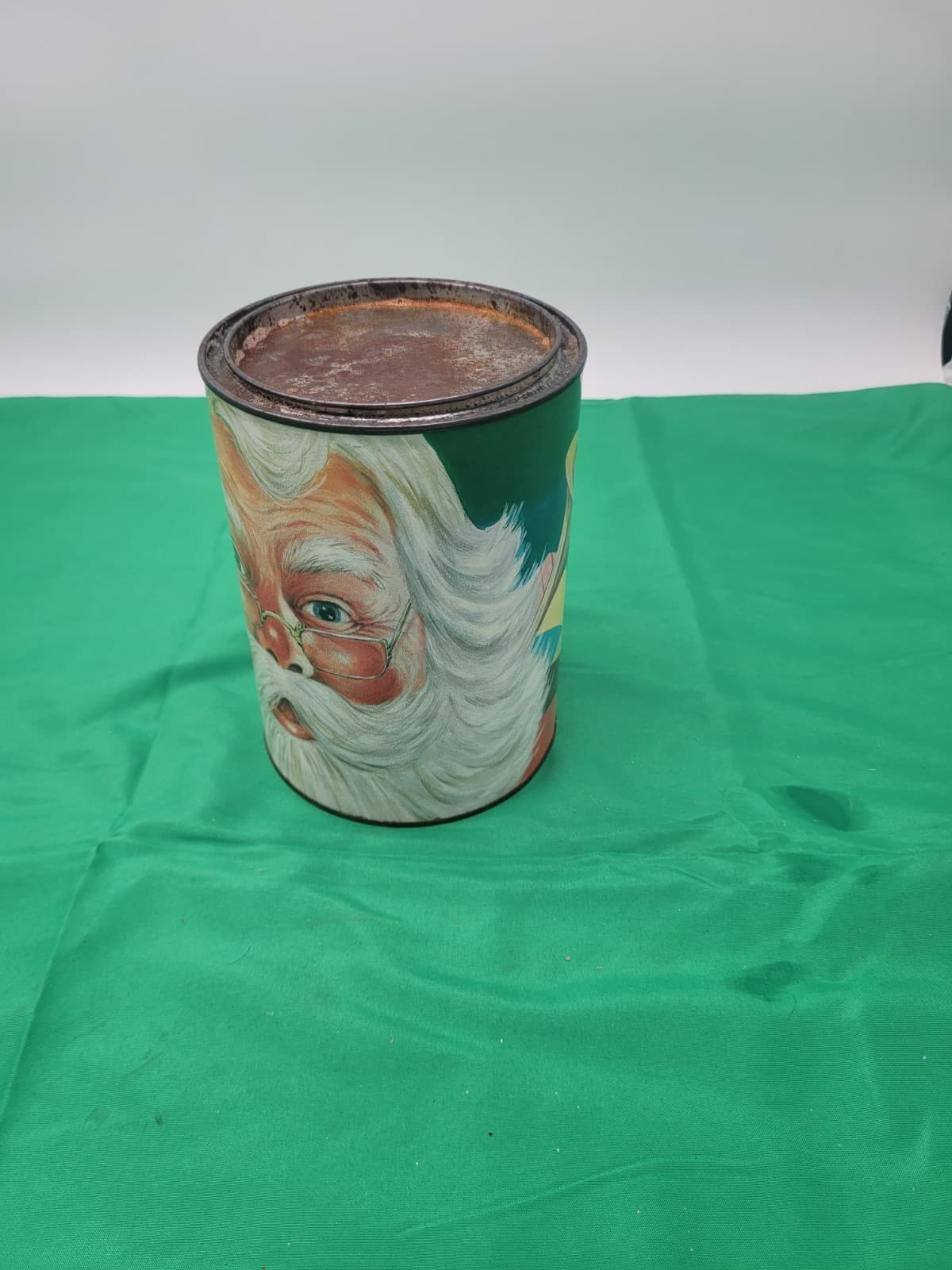 Vintage Christmas Santa Claus Tin Canister Teddy Bear Holiday Storage Container - Thumbnail 3