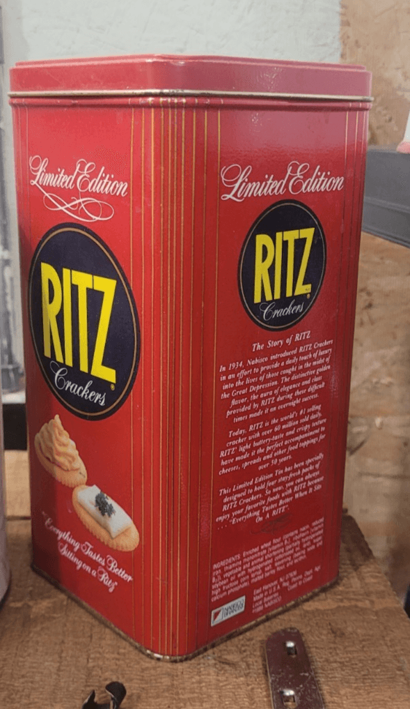 Limited Edition Ritz Crackers Tin Nabisco Red Metal Storage Collectible Cookie T - Thumbnail 2