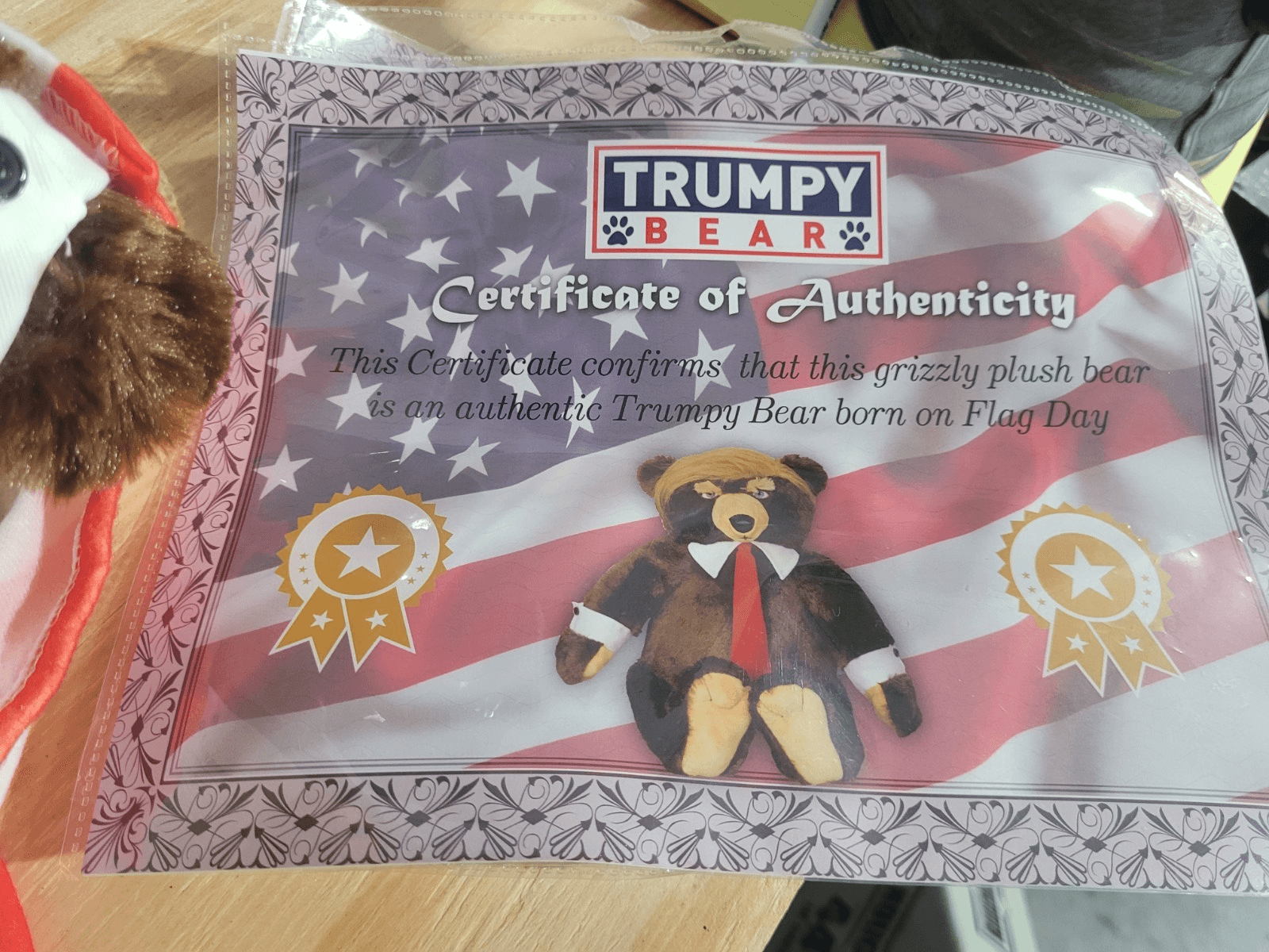 Trumpy Bear Plush Teddy Bear w/ Certificate, Flag Blanket & Tag Political Collec - Thumbnail 2