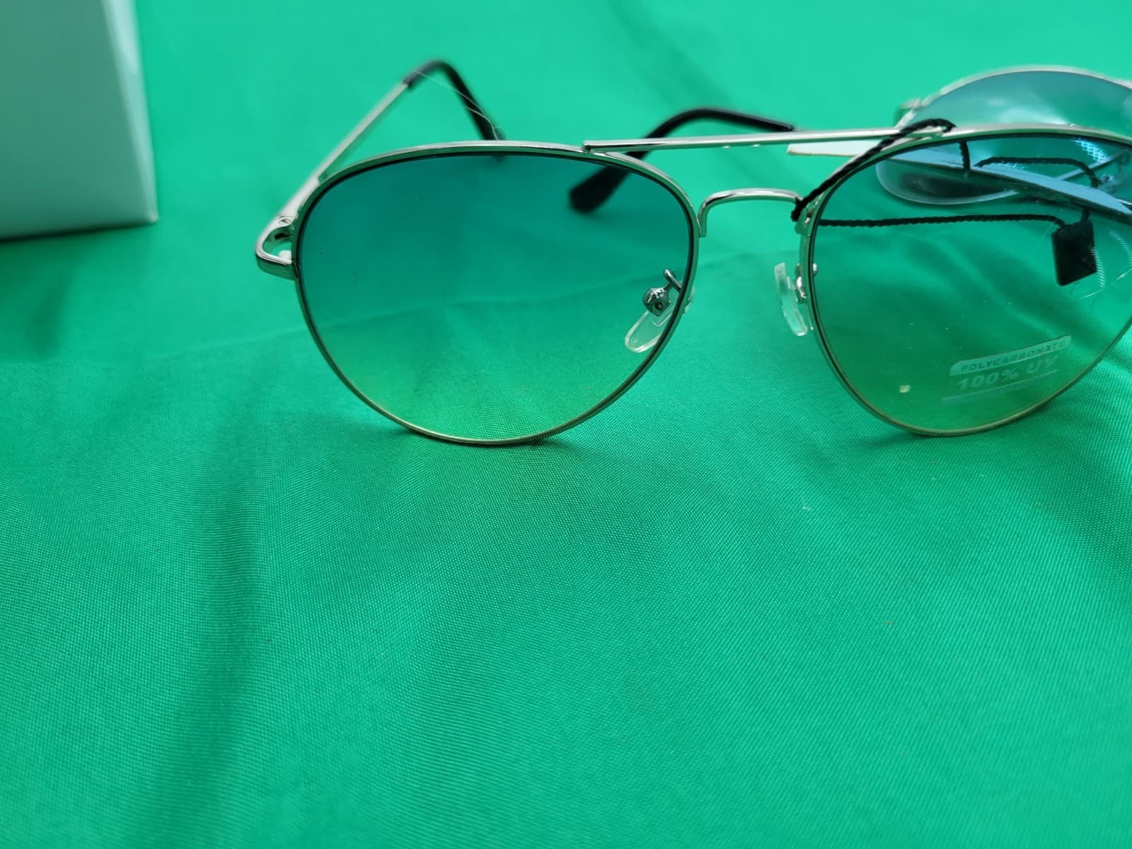 Wild Willow Aviator Sunglasses Lot – Silver Frame Green Tint UV400 Protection 3 - Thumbnail 3