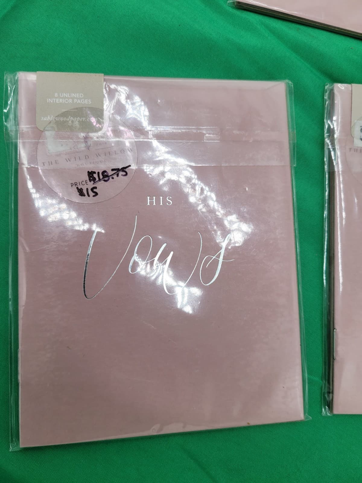 His & Her Vows Book Set Wedding Ceremony Booklets Pink Silver Foil New - Thumbnail 2