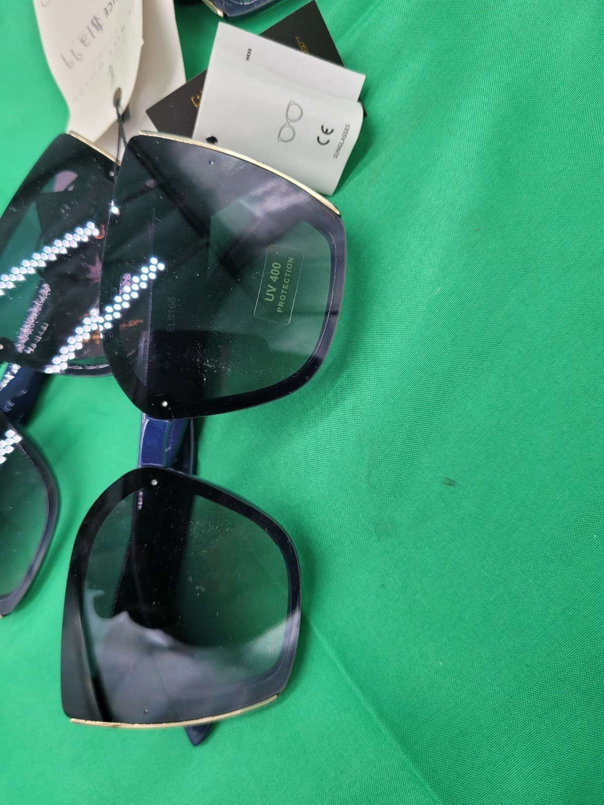 Ellison Oversized Square Sunglasses Navy Blue & Gold Women’s UV400 Fashion Shade - Thumbnail 2