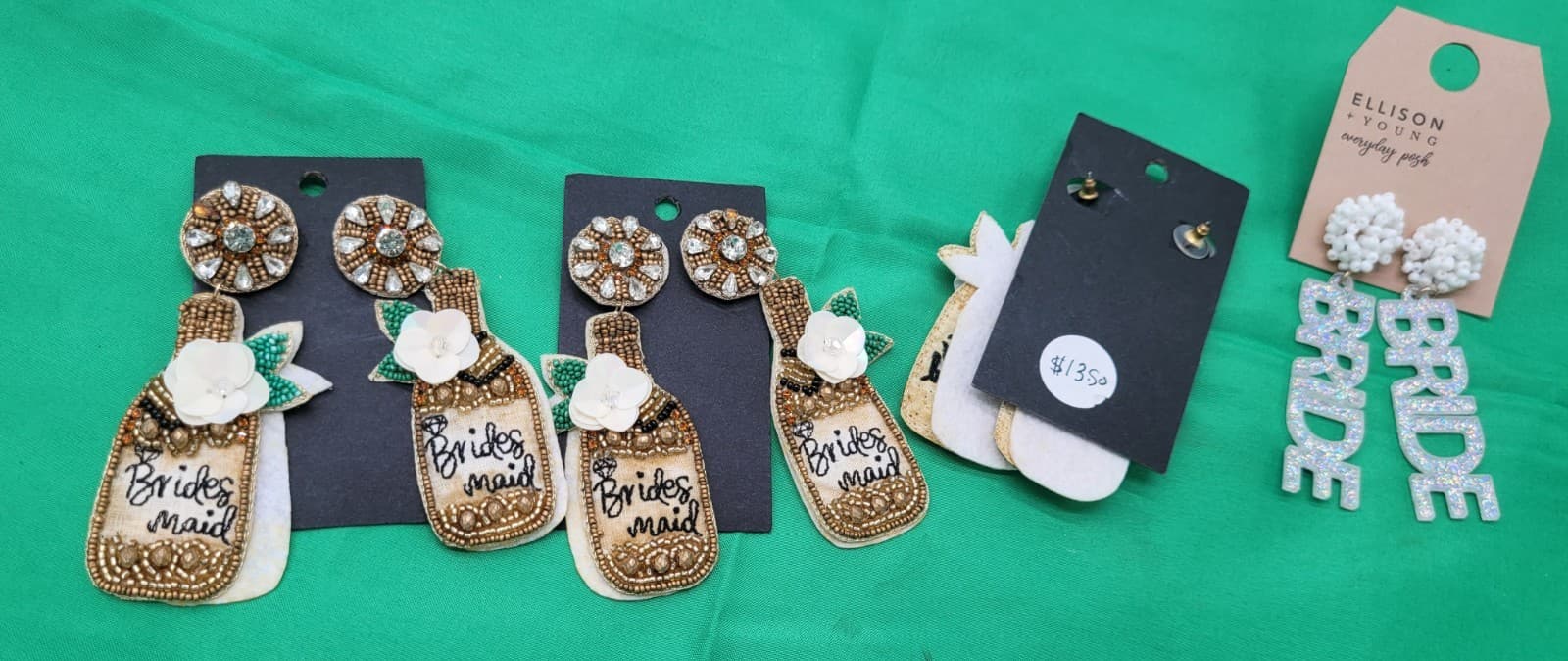 Western Rodeo Boot & “Bride” Statement Earrings Lot – Beaded Cowgirl Jewelry 4 P - Thumbnail 2