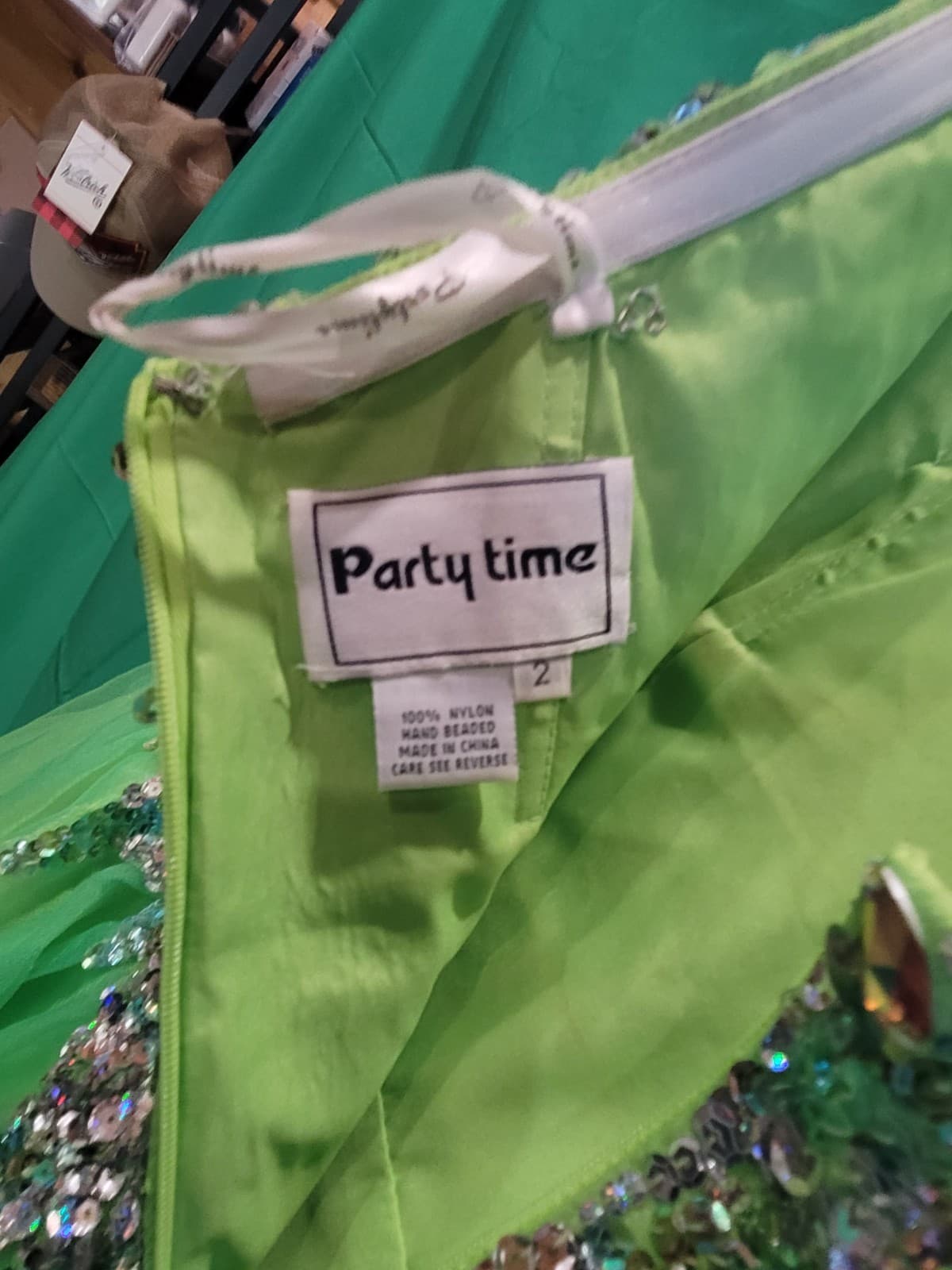 Party Time Lime Green Beaded & Sequin Homecoming Dress – Size 2 - Thumbnail 5