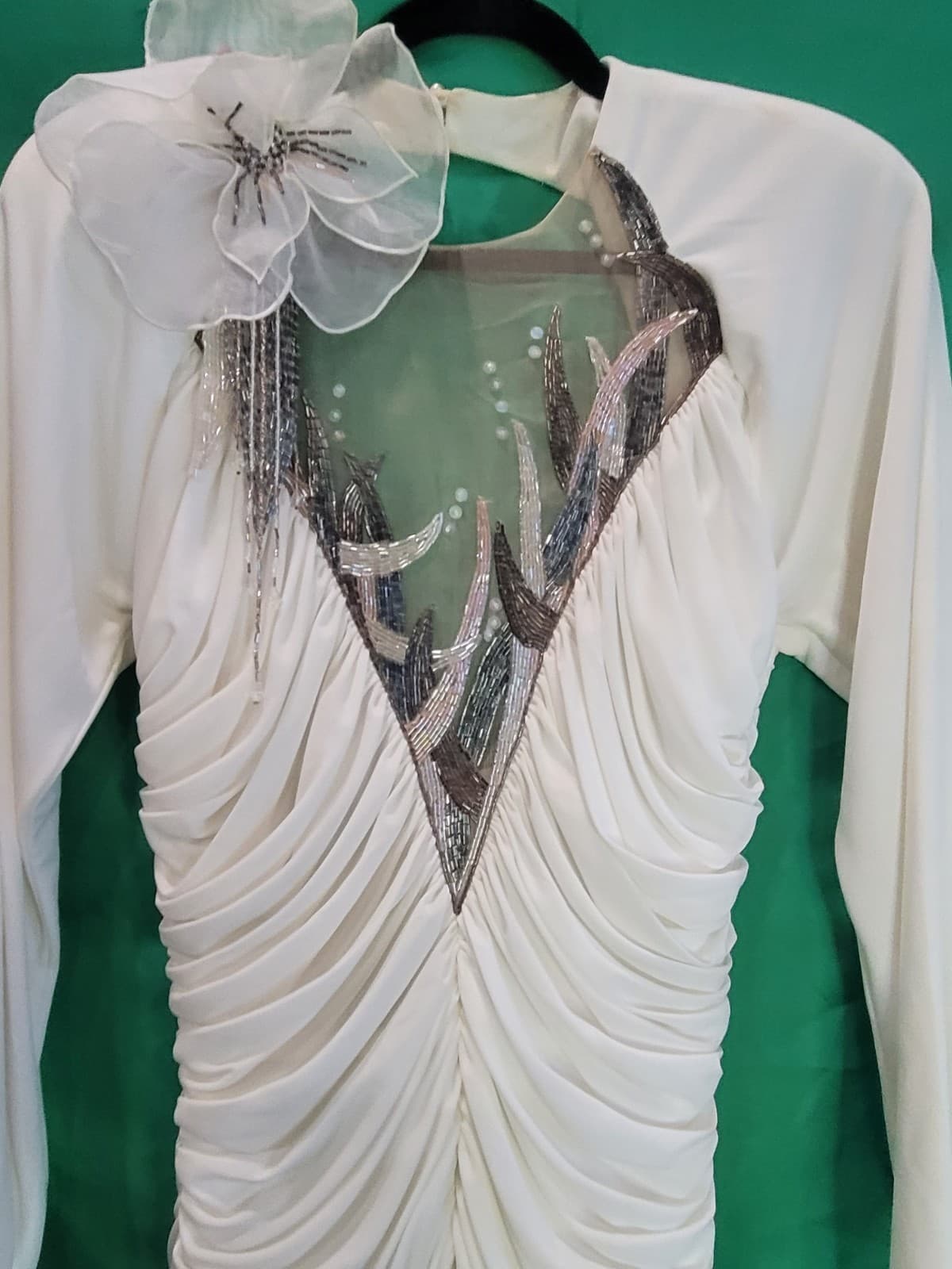 Vintage Casadei White Beaded Formal Evening Gown – Size 16 - Thumbnail 3