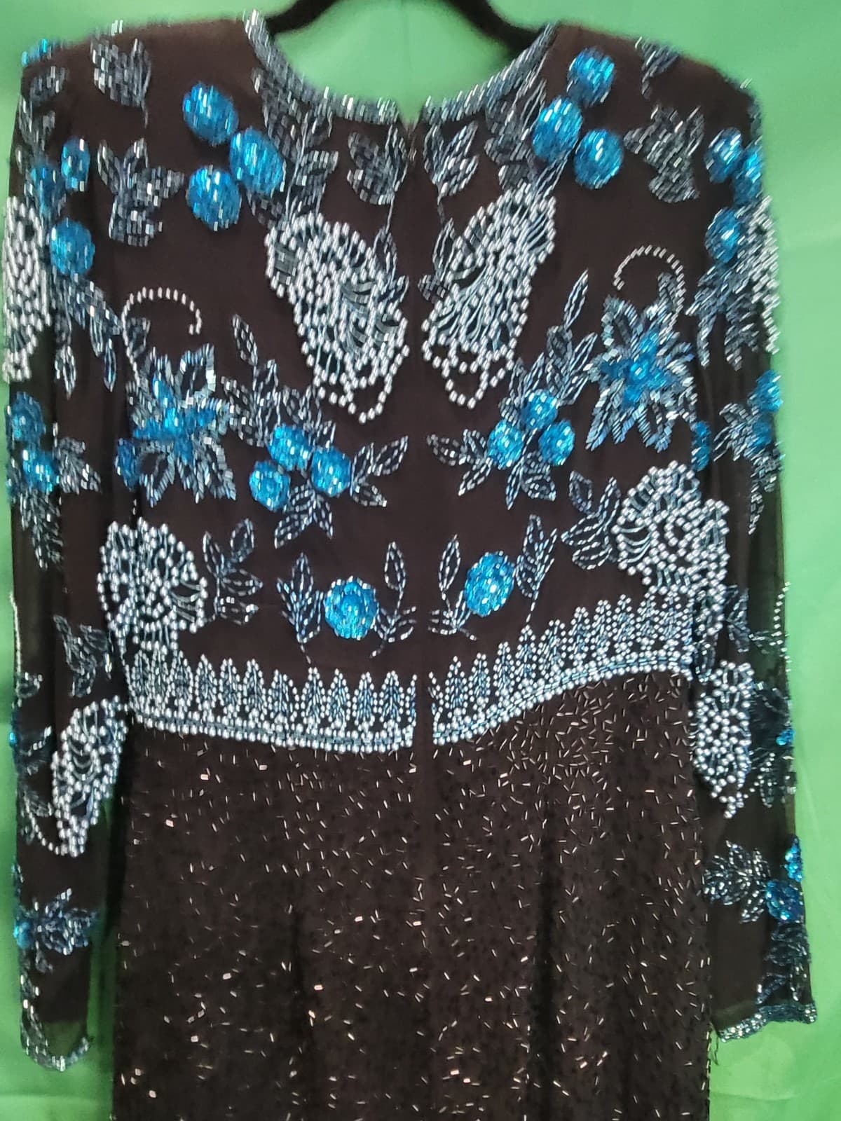 Kathryn Conover by Netti Vintage Black & Blue Beaded Cocktail Dress – Size 12 - Thumbnail 6