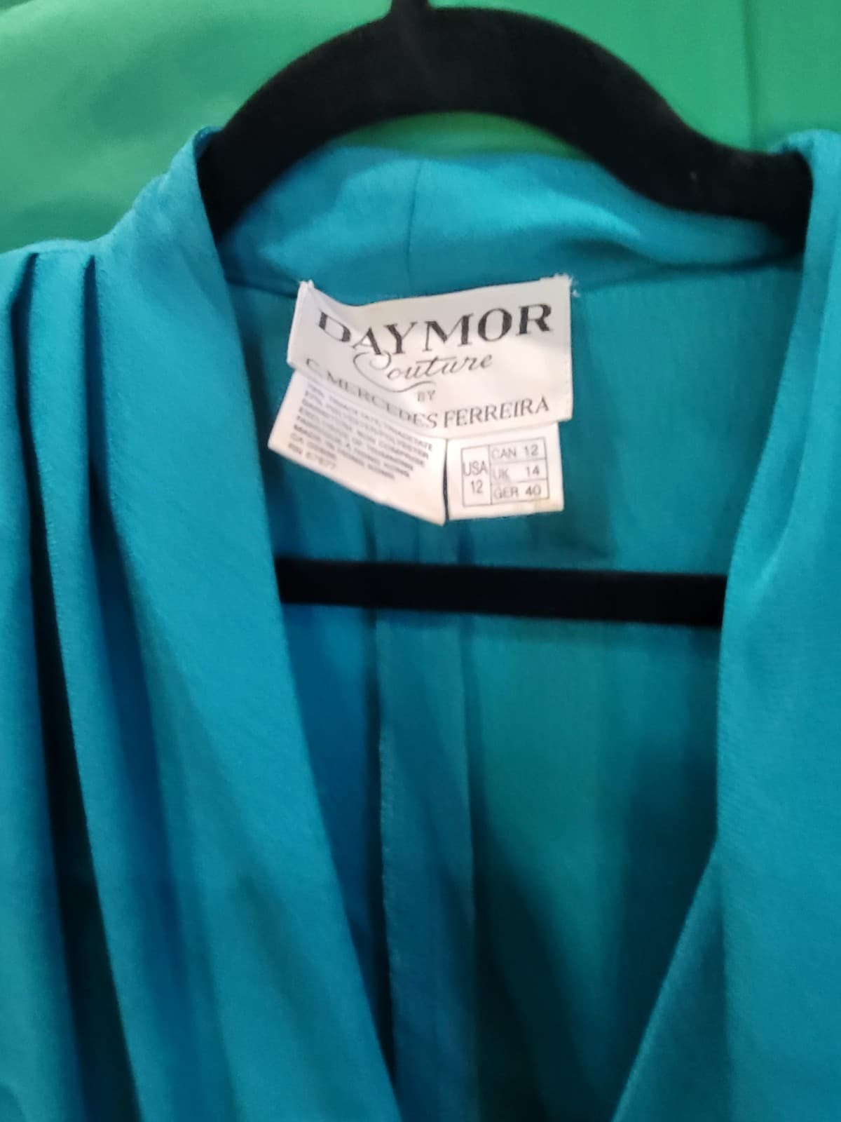 Daymor Couture by Claude Ferreira Teal Formal Dress – Size 12 - Thumbnail 3