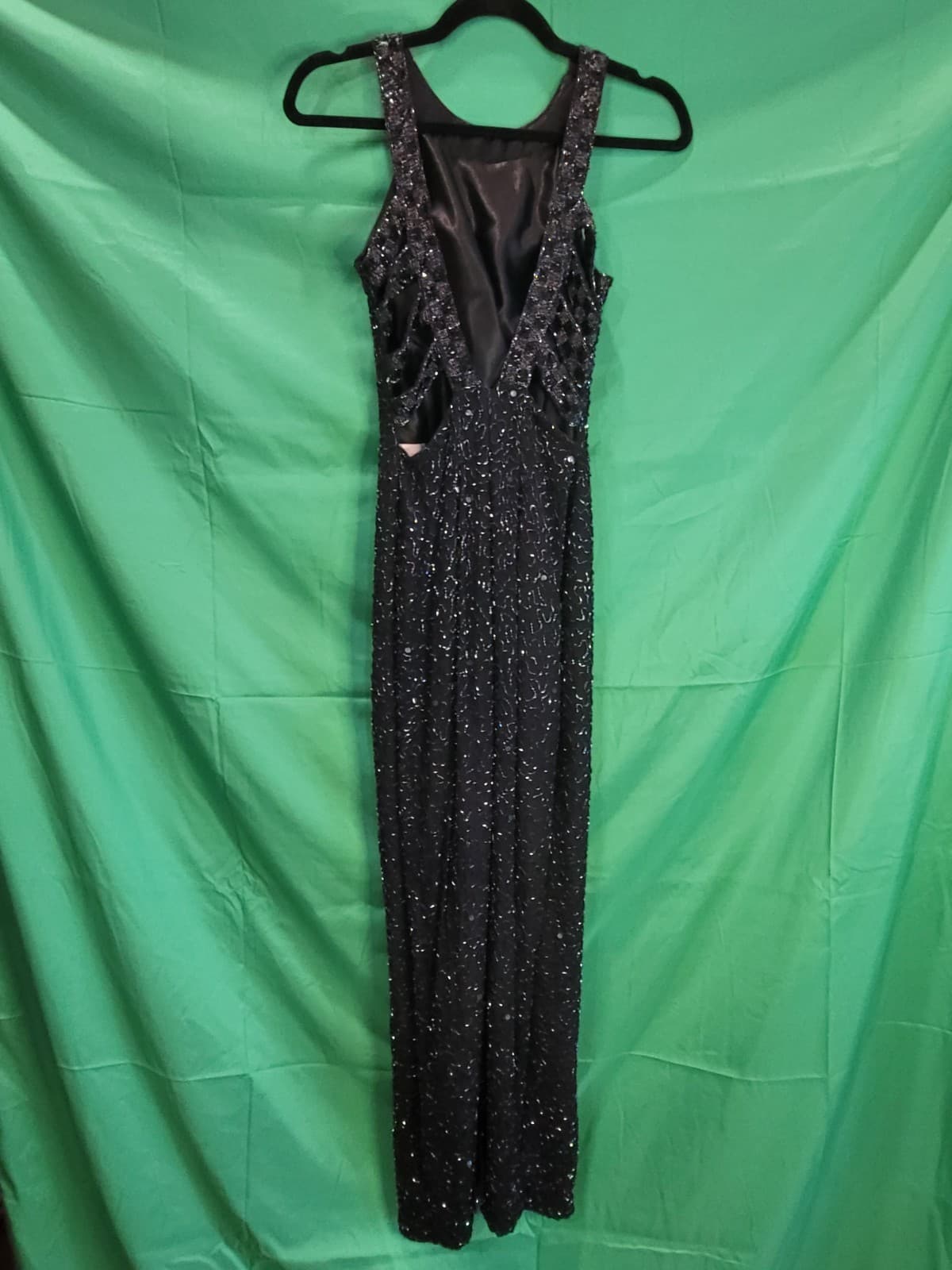 Vintage The Paperwork Shop Black Beaded Sequin Evening Gown – Women's Size 9 - Thumbnail 4
