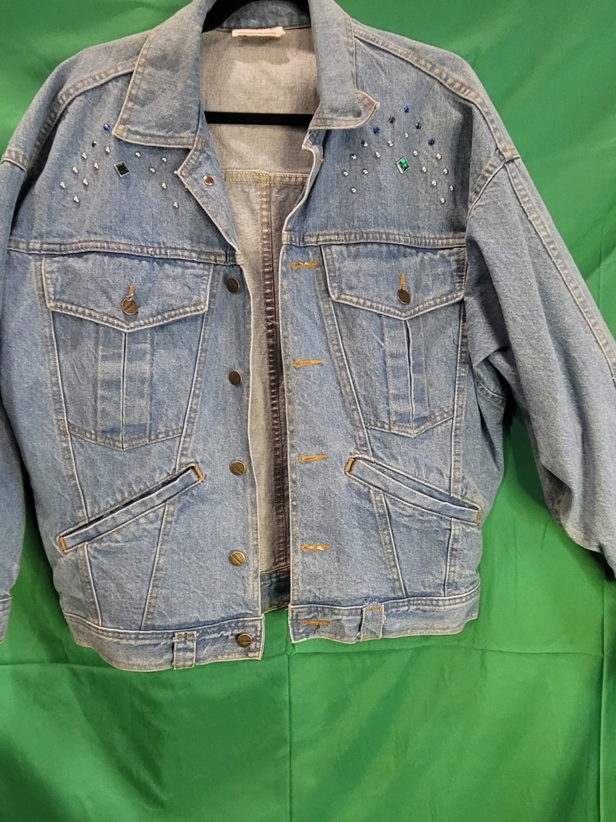 Vintage Palmetto's Light Wash Denim Jacket with Rhinestone - Thumbnail 2