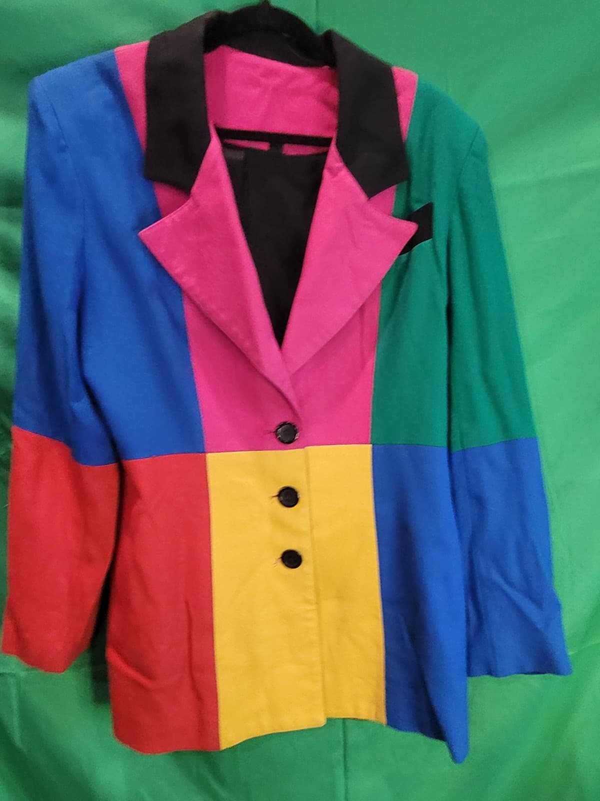 Vintage Color Block Blazer Jacket – Women's Retro 80s - Thumbnail 2
