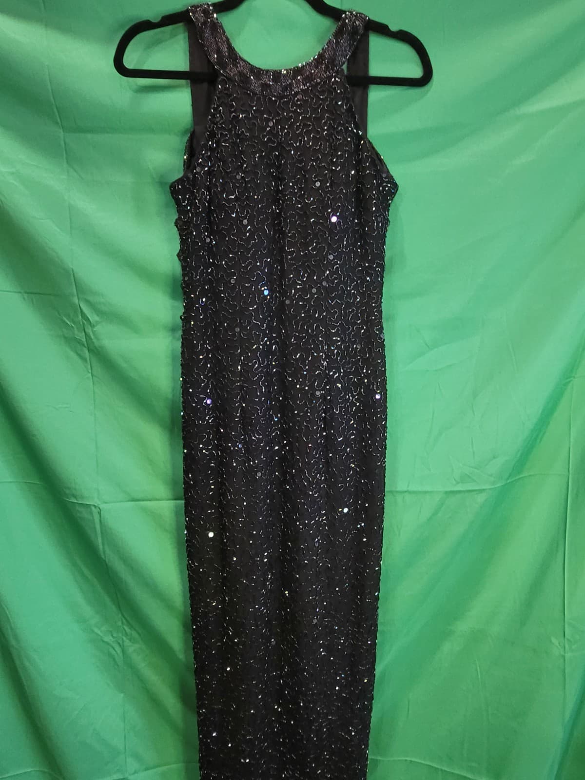 Vintage The Paperwork Shop Black Beaded Sequin Evening Gown – Women's Size 9 - Thumbnail 2