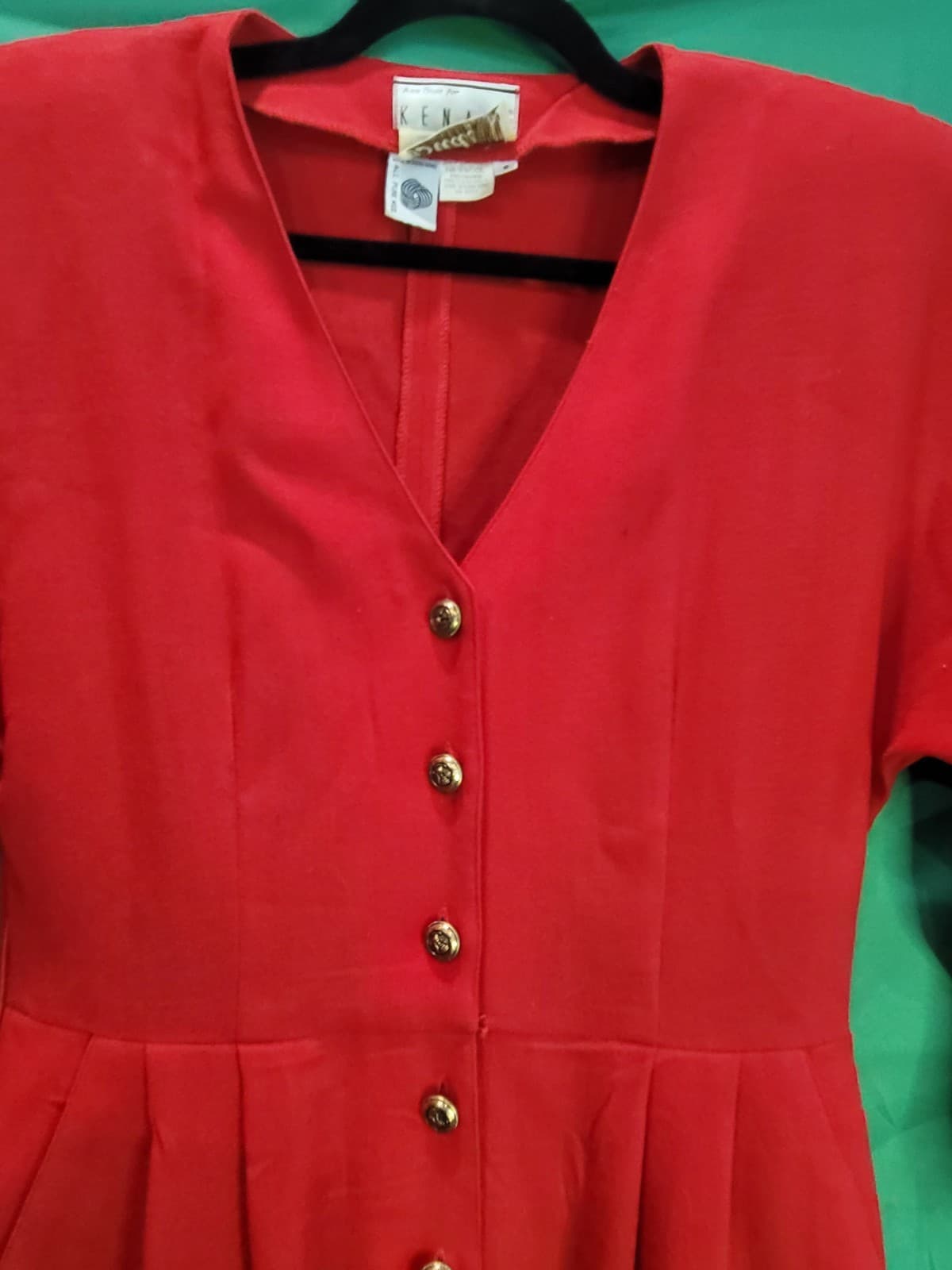 Vintage Kenar 100% Wool Button Front Dress – Women's Size 8 - Thumbnail 3