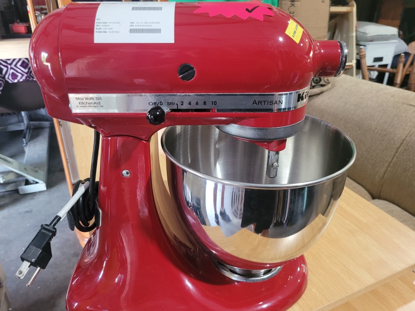 KitchenAid Artisan Series 5 Quart Tilt-Head Stand Mixer - Empire Red - Thumbnail 3