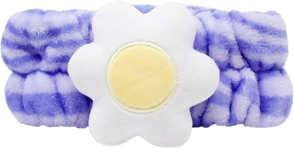 The Crme Shop Teddy Headyband | Spa Headband | Headband for Washing Face | Skincare Headbands | Soft & Fluffy Headbands for Women (Pink and Purple) - Thumbnail 5