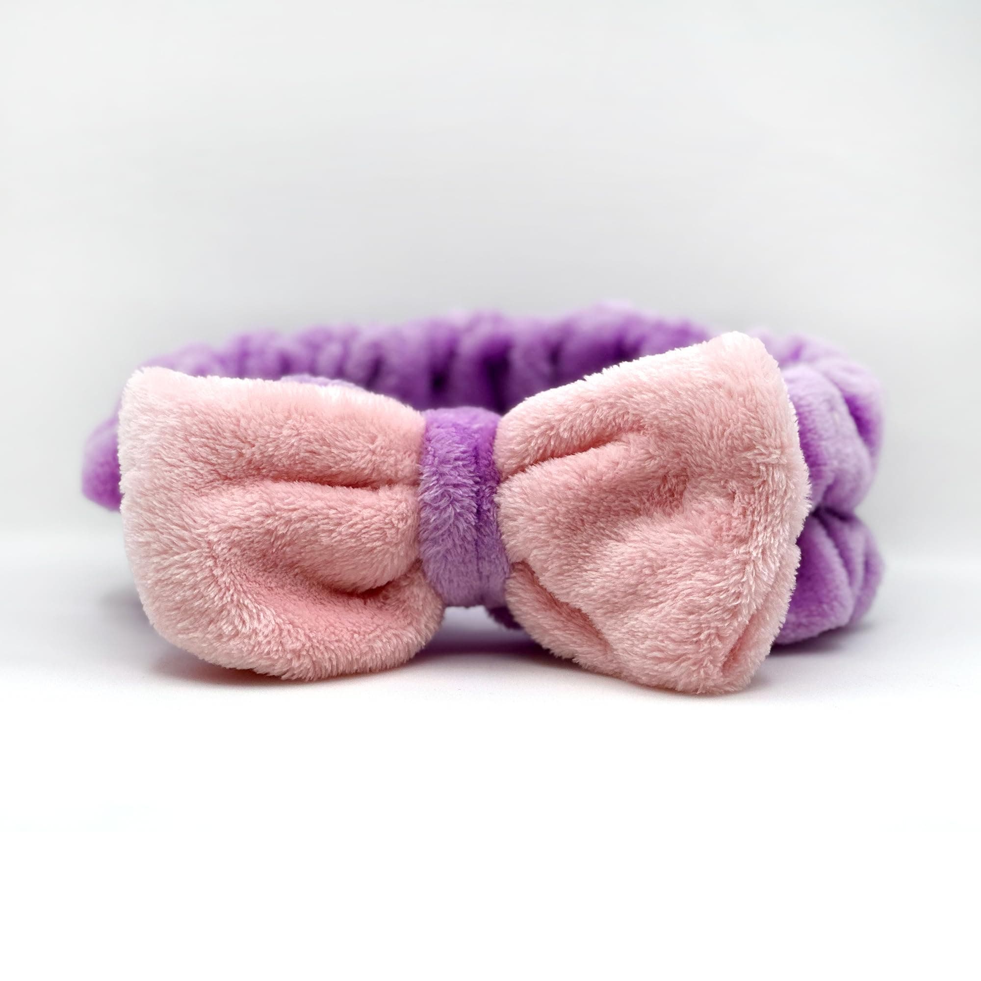 The Crme Shop Teddy Headyband | Spa Headband | Headband for Washing Face | Skincare Headbands | Soft & Fluffy Headbands for Women (Pink and Purple) - Thumbnail 3