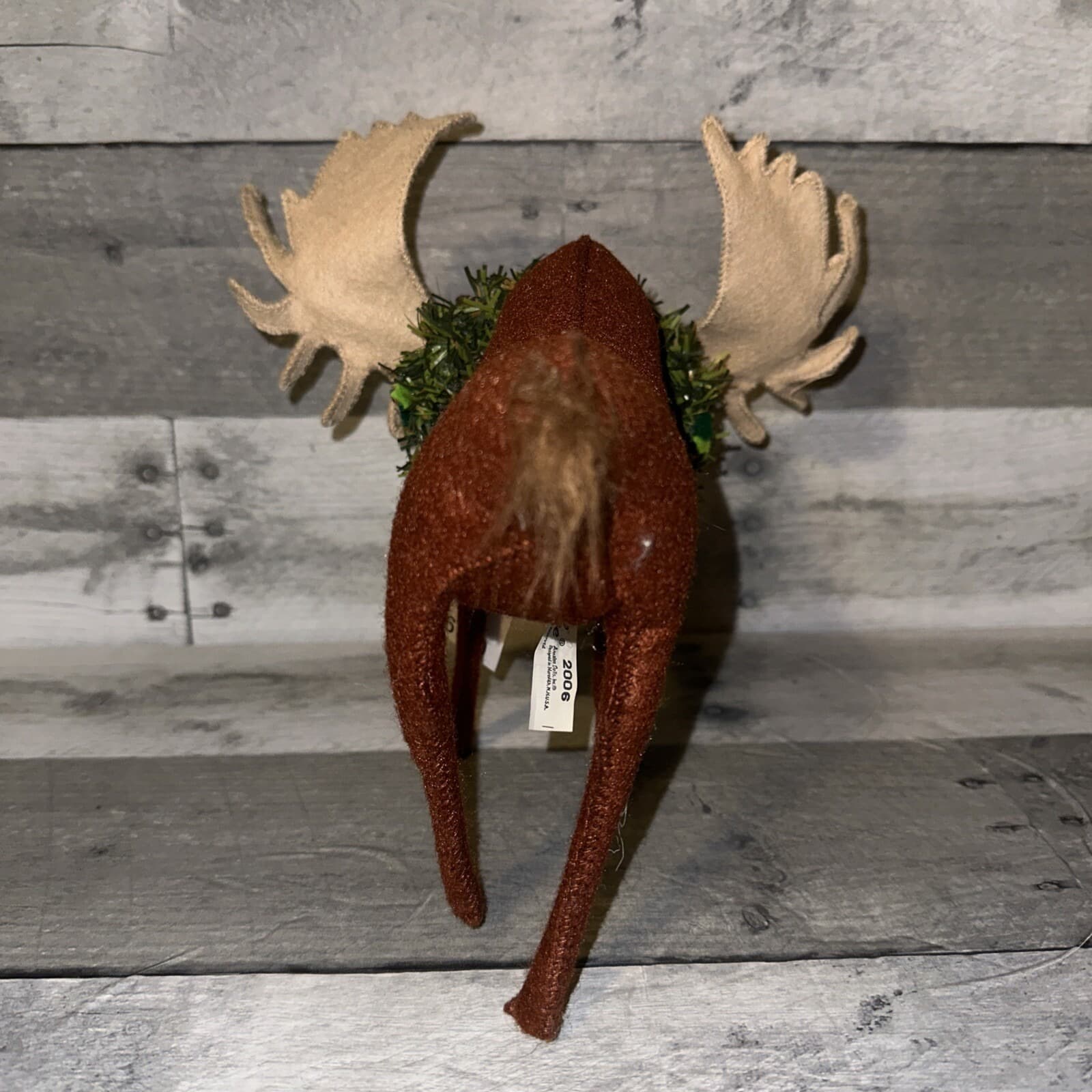 Annalee 2006 Holiday Moose 9" Brown Doll Christmas wreath w/ TAGS Cute RARE - Thumbnail 4