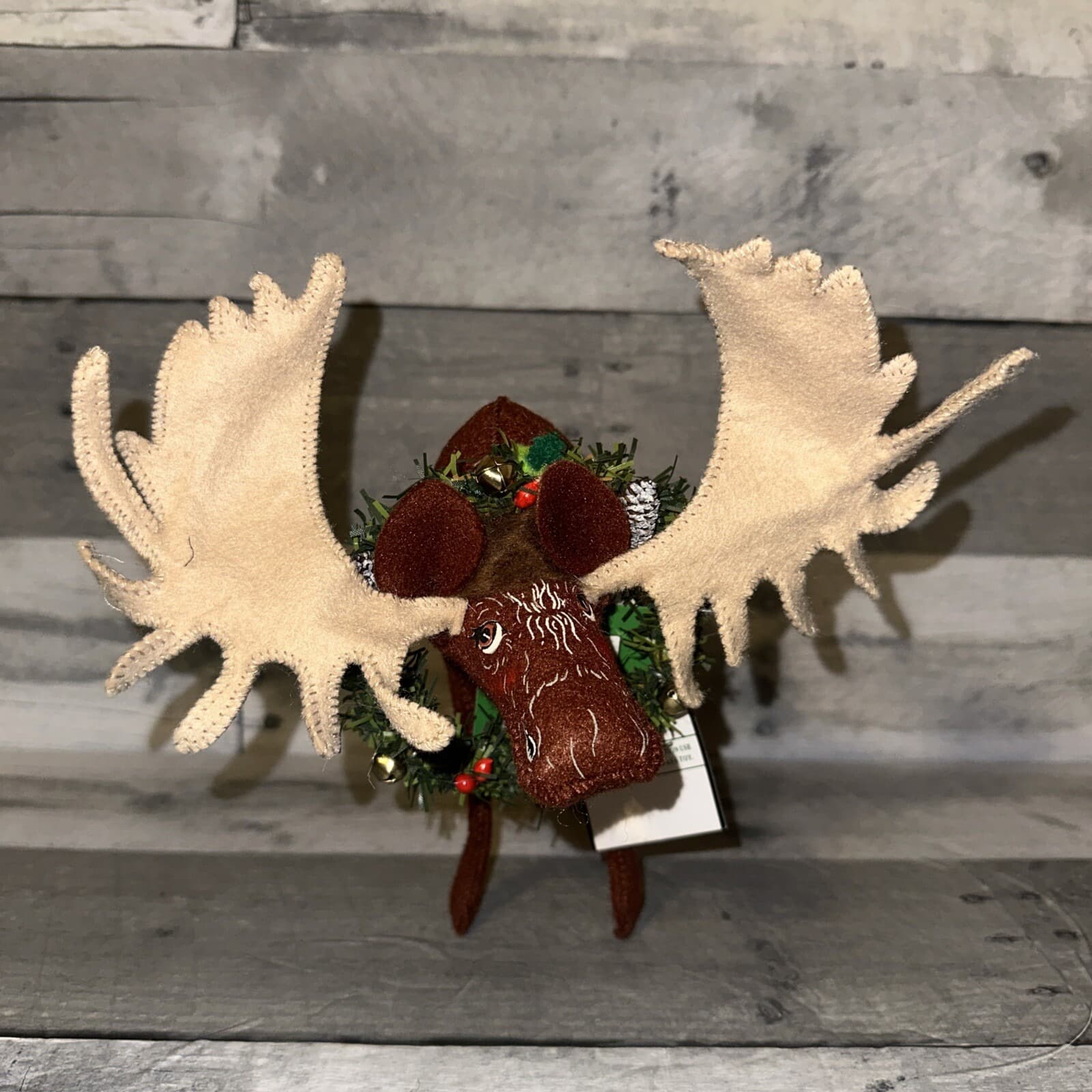 Annalee 2006 Holiday Moose 9" Brown Doll Christmas wreath w/ TAGS Cute RARE - Thumbnail 2
