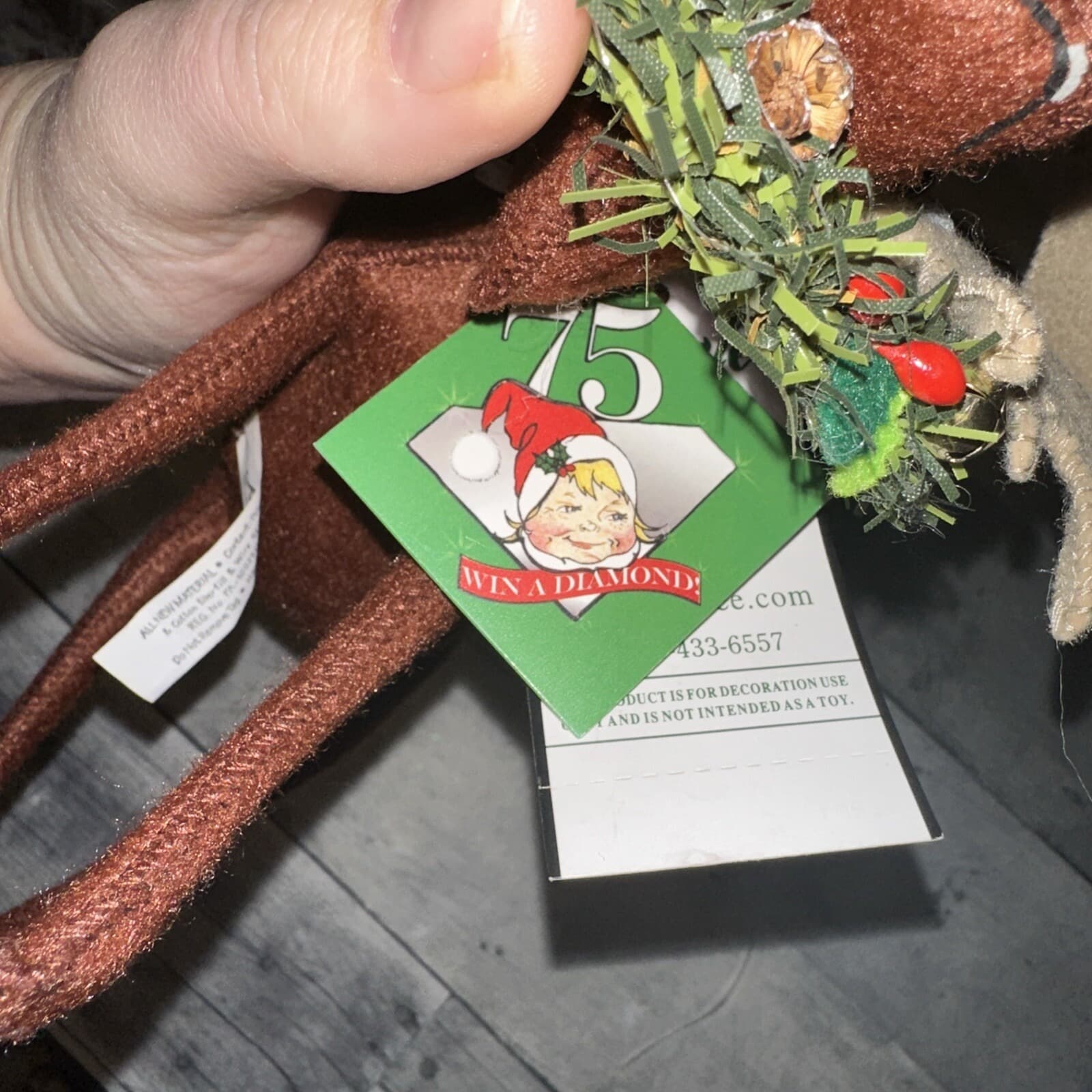 Annalee 2006 Holiday Moose 9" Brown Doll Christmas wreath w/ TAGS Cute RARE - Thumbnail 9