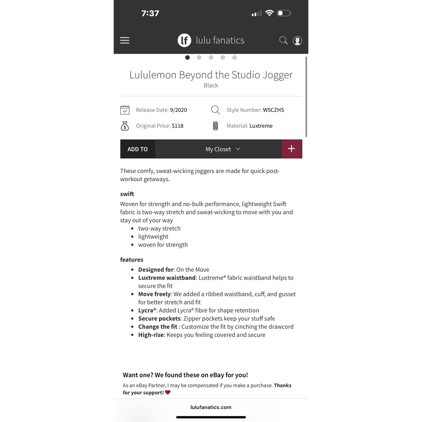 Lululemon Beyond the Studio Joggers in Black Size 10 - Thumbnail 8