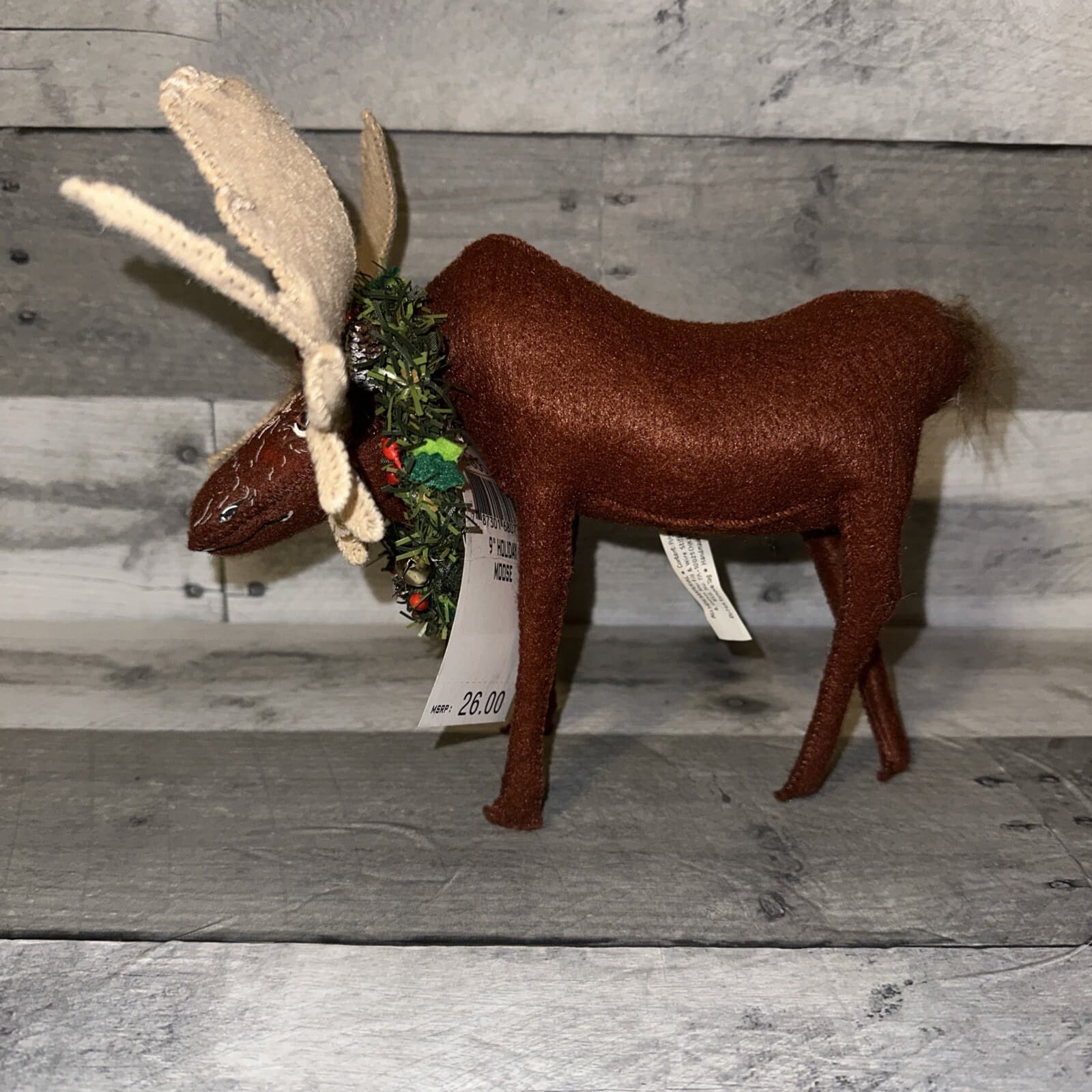 Annalee 2006 Holiday Moose 9" Brown Doll Christmas wreath w/ TAGS Cute RARE - Thumbnail 5