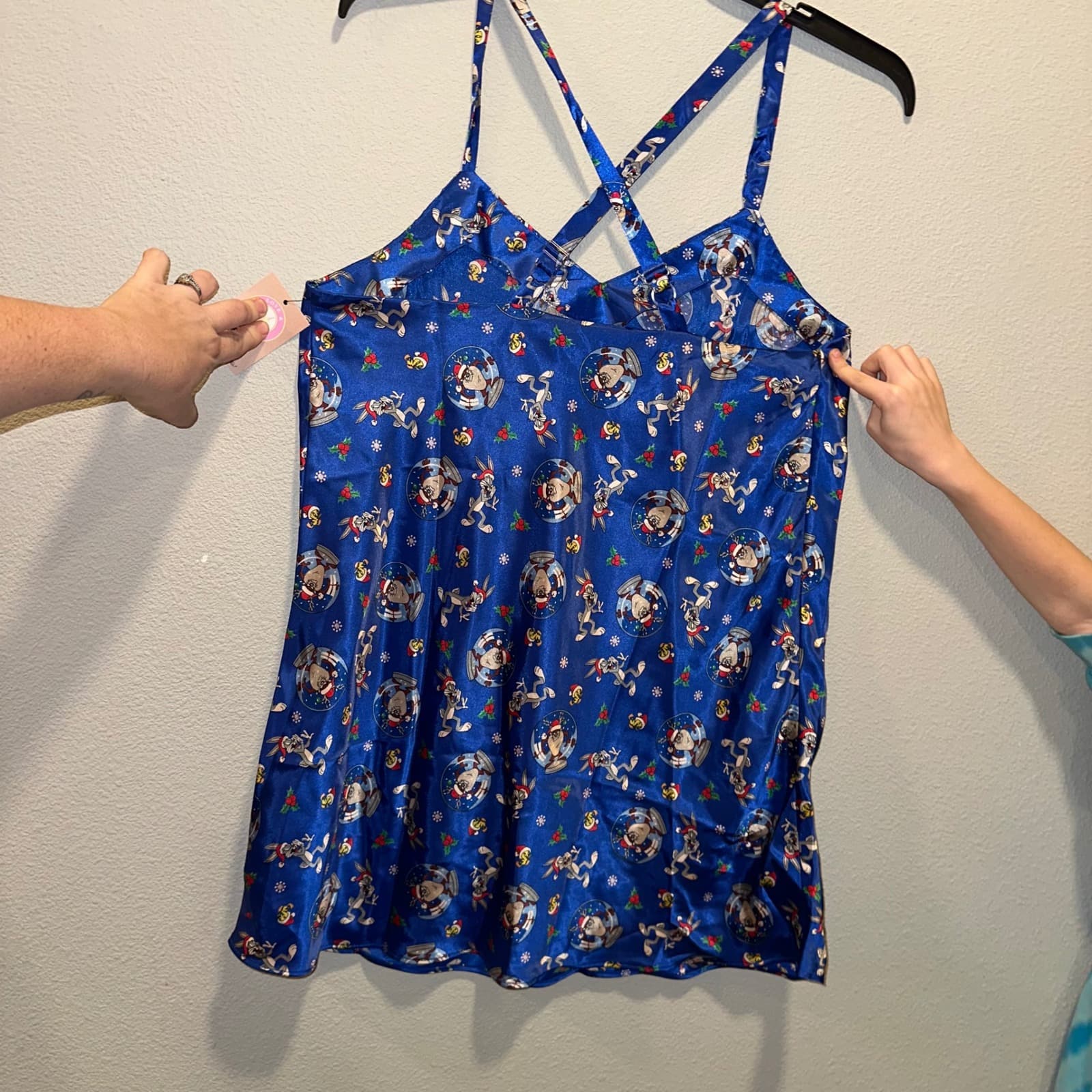 Looney Tunes Classic Collection Blue Holiday Sleep Dress Women's Size L - Thumbnail 3