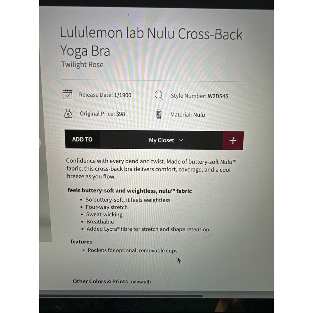 Lululemon Lab Nulu Cross-Back Yoga Bra in Twilight Rose Sz 14 - Thumbnail 6