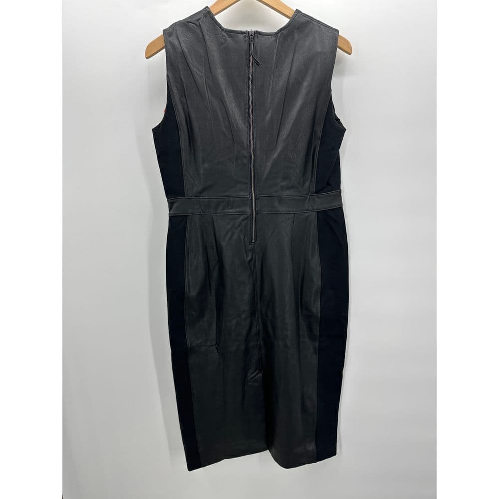 SPANX Women's Black Leather Like Sleeveless Mixed Media Sheath Dress NWT Size XL - Thumbnail 4