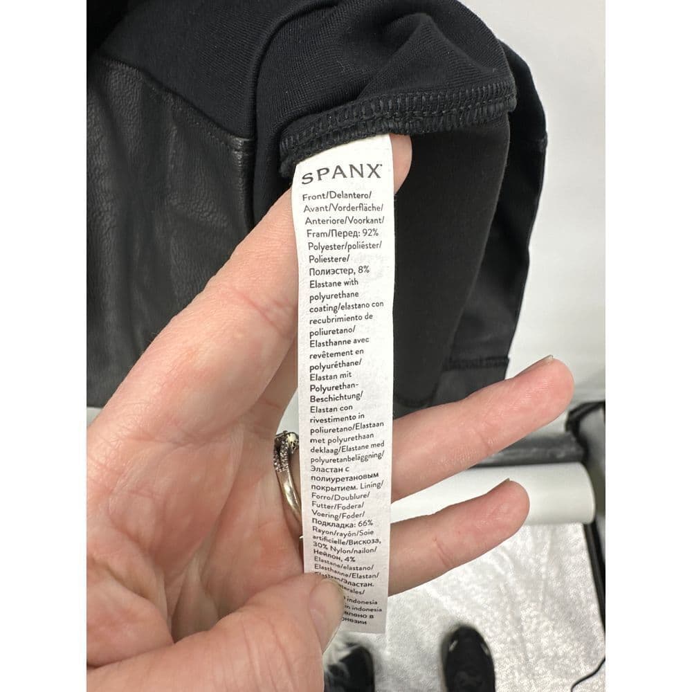 SPANX Women's Black Leather Like Sleeveless Mixed Media Sheath Dress NWT Size XL - Thumbnail 7