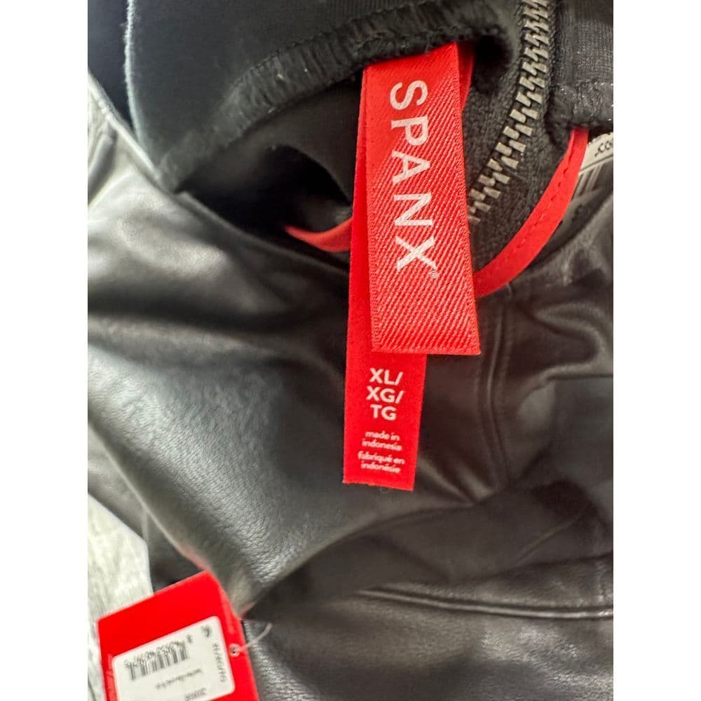 SPANX Women's Black Leather Like Sleeveless Mixed Media Sheath Dress NWT Size XL - Thumbnail 10