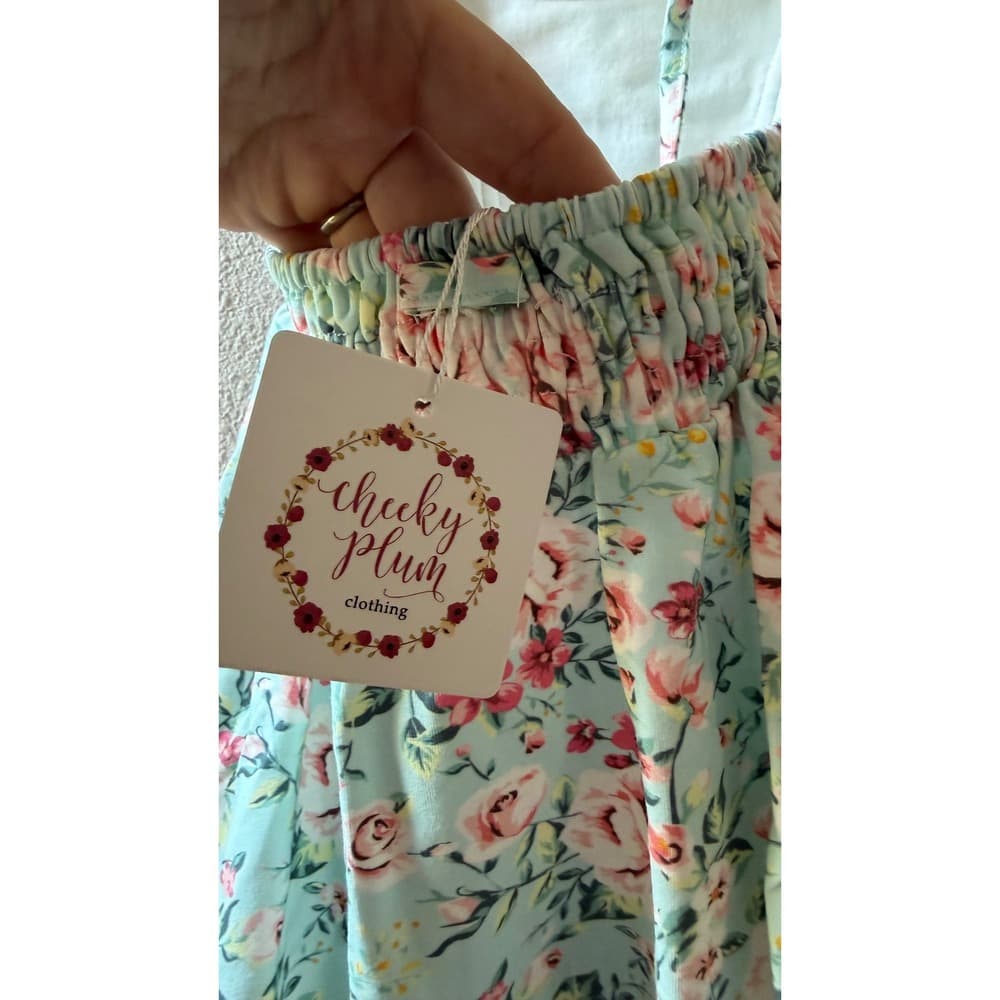 Cheeky Plum Girls Floral Plaid Ruffle Dress Blue Pink Yellow 4T NWT - Thumbnail 3