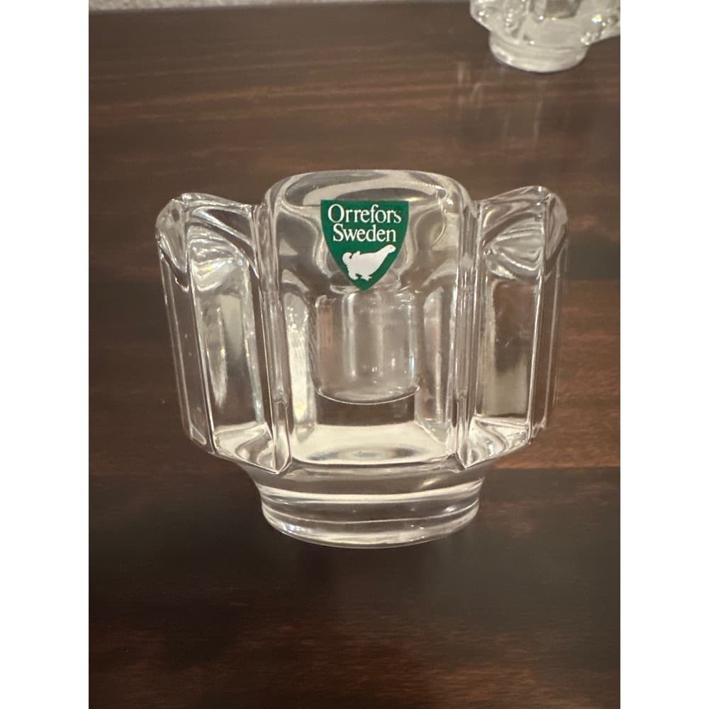 Orrefors Sweden Stella Crystal Votive Taper Candle Holders Set of 2 - Thumbnail 2