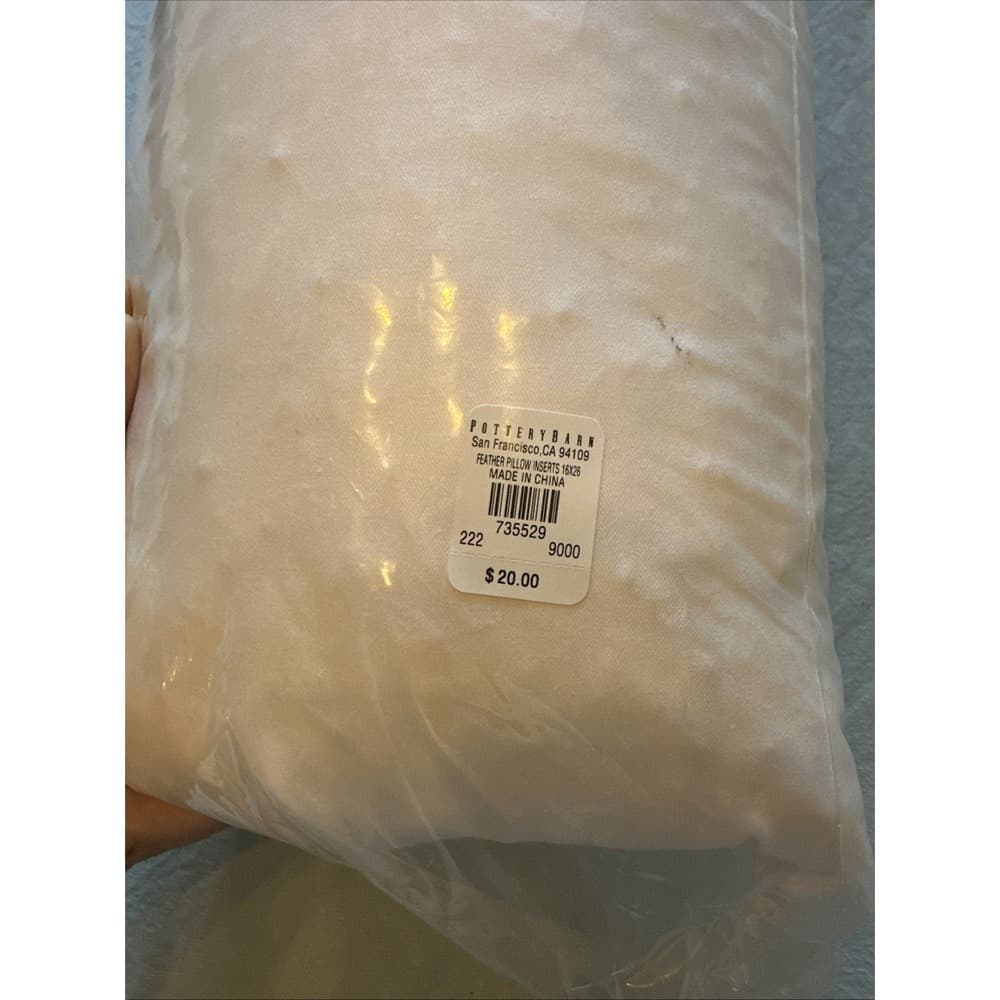 Pottery Barn 200 Thread Count Down Feather Lumbar Pillow Insert 16" x 26" #B9015 - Thumbnail 3