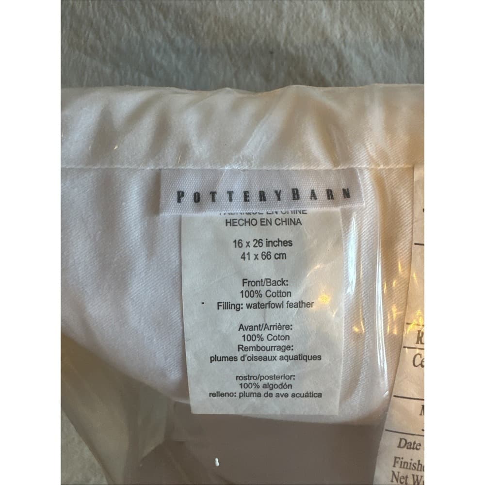 Pottery Barn 200 Thread Count Down Feather Lumbar Pillow Insert 16" x 26" #B9015 - Thumbnail 8