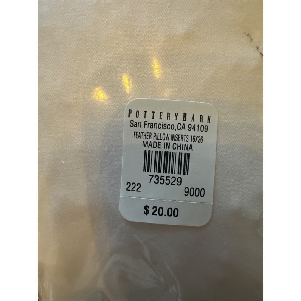 Pottery Barn 200 Thread Count Down Feather Lumbar Pillow Insert 16" x 26" #B9015 - Thumbnail 9