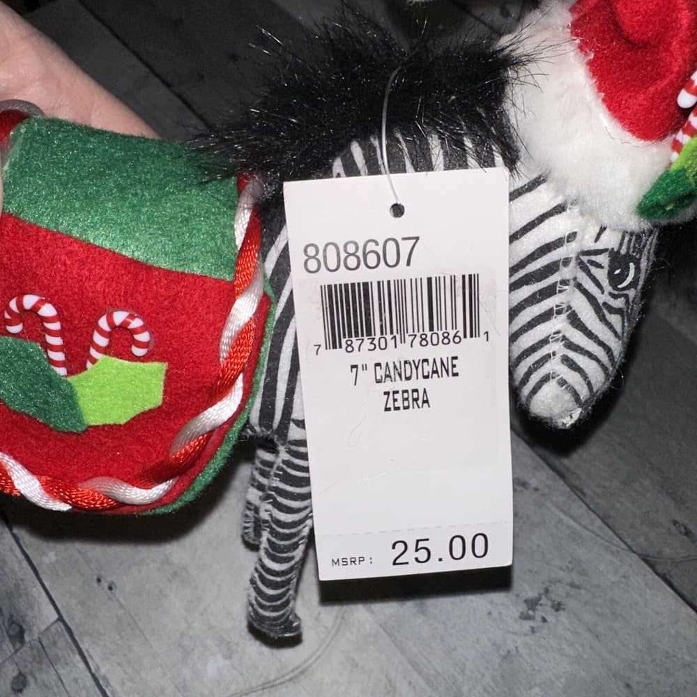 Annalee 7" Zebra Candycane‎ Candy Cane Zoo Animal 808607 Christmas 2007 - Thumbnail 10
