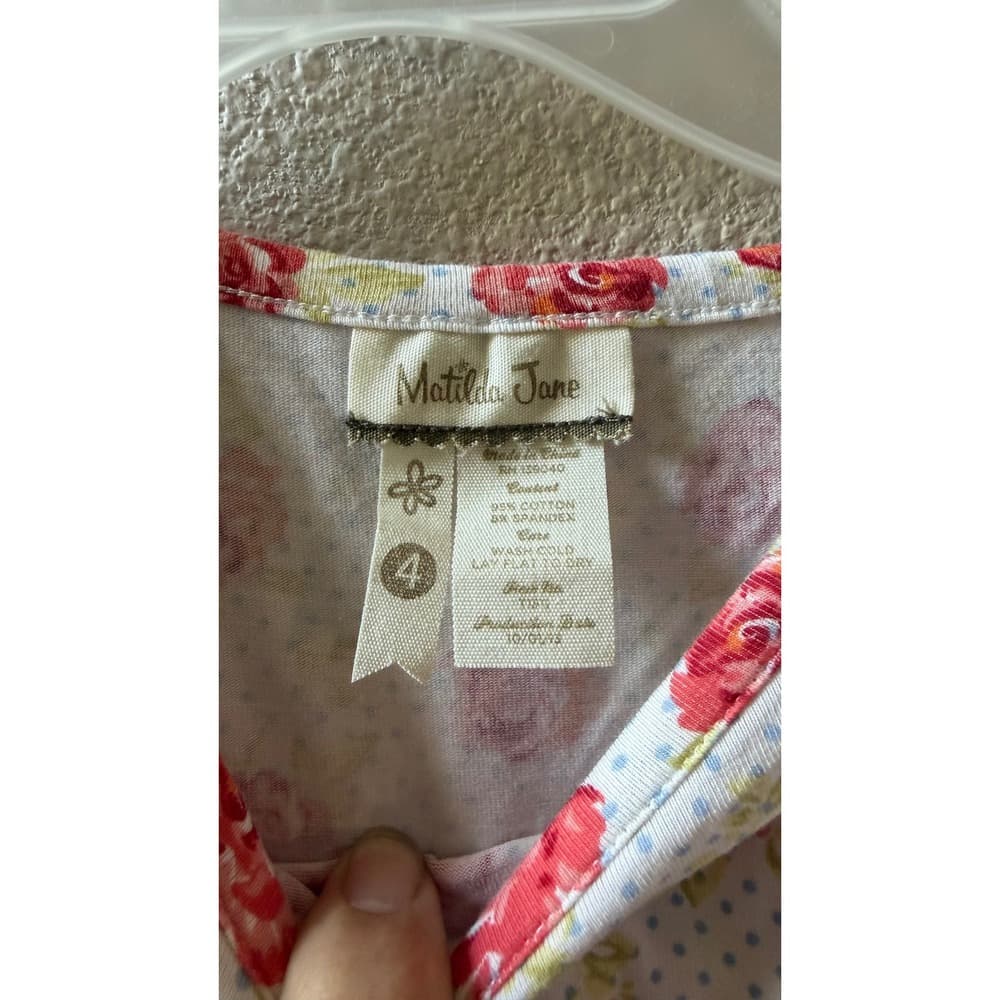 Matilda Jane Girls Floral Polka Dot Ruffle Shoulder Long Sleeve Top Red Blue 4 - Thumbnail 2