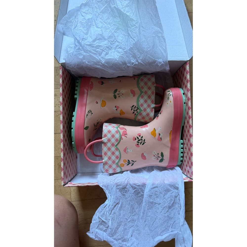 Stephen Joseph Strawberry Fields Rain Boots Pink Mushroom Floral Girls Size 9 US - Thumbnail 5