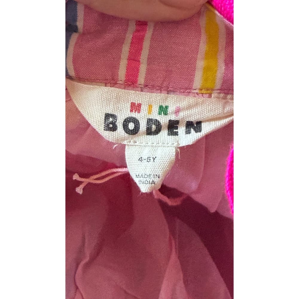 Mini Boden Girls Pink Striped Scallop Trim Cotton Dress G5444 Size 4-5Y - Thumbnail 8