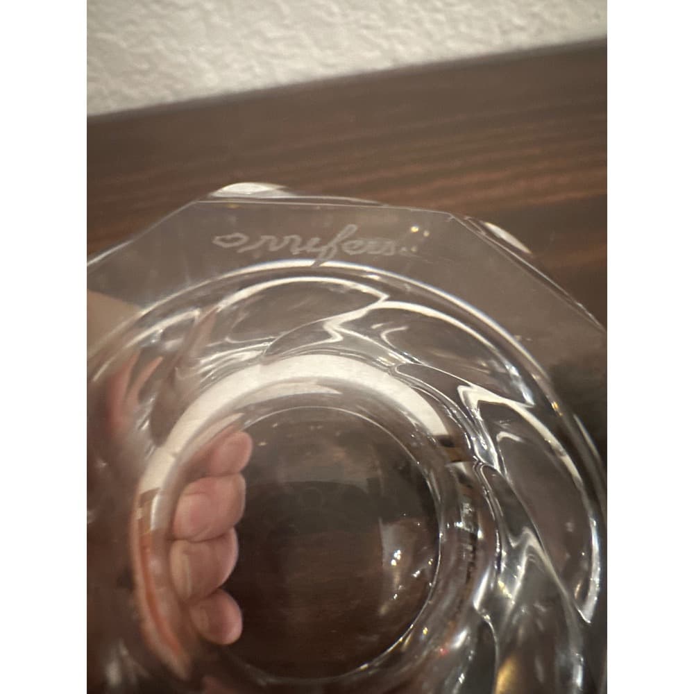 Orrefors Sweden Stella Crystal Bowl Anne Nilsson Signed Octagon Glass Dish - Thumbnail 4