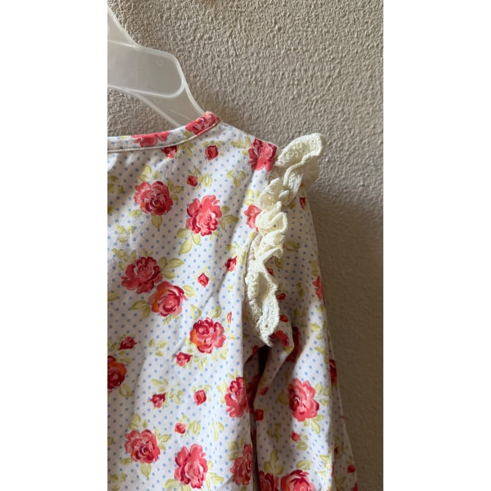 Matilda Jane Girls Floral Polka Dot Ruffle Shoulder Long Sleeve Top Red Blue 4 - Thumbnail 4