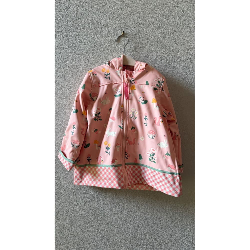 Stephen Joseph Girls Pink Strawberry Field Woodland Rain Coat Jacket 4T NEW