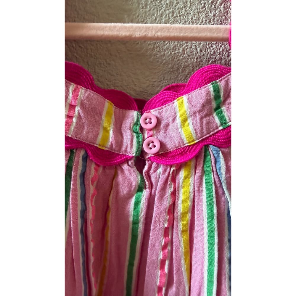 Mini Boden Girls Pink Striped Scallop Trim Cotton Dress G5444 Size 4-5Y - Thumbnail 4