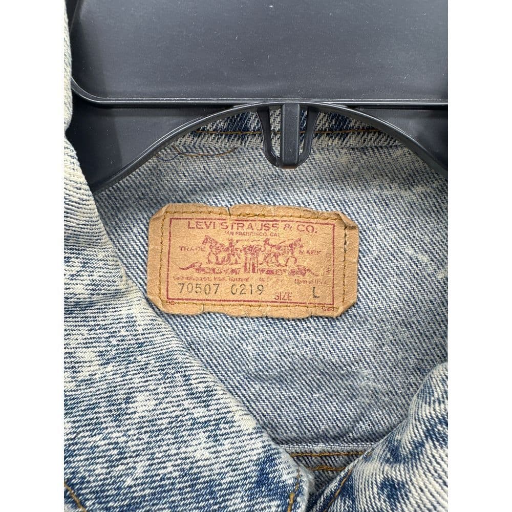 Vintage Levi's Acid‎ Wash Denim Jacket with Metallica Back Patch Sz L - Thumbnail 3