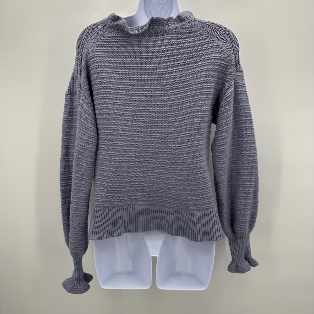 Madewell Knit Ruffle Sweater Purple Sz Medium‎ - Thumbnail 3