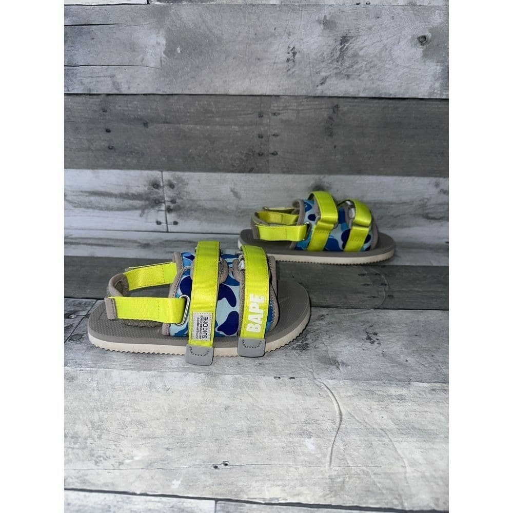 BAPE x Suicoke Neon Camo Sandals Summer Beach Outdoor Sz US 13K - Thumbnail 3